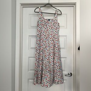 Old Navy Floral Maxi Dress - White with Red and Blue flowers